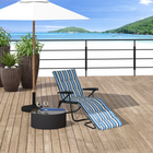 Outsunny Folding Lounge Chair with Cushion - Adjustable Back - Blue and White-Back reclines to 5 different positions to find the suitable tanning angle