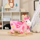 Qaba Baby Rocking Horse Ride-On Unicorn with Songs and Seatbelt - Pink-Soft, PP cotton filling provides comfortable seating for kids 