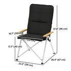 Outsunny Folding Camping Chairs 2 Pack with Removable Cushion, Carry Bag - Black-Beechwood armrests boast natural grain, resists fading and cracking