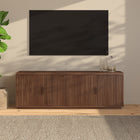 Hudson&Canal Mero Rectangular Fluted TV Stand for TV's up to 75" - Satin Walnut-Constructed of sturdy MDF materials in a handcrafted Satin Walnut finish