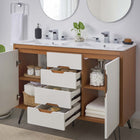 Modway Energize 48" Double Sink Bathroom Vanity - Cherry/White-Dual Soft-Close Doors