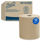 Scott 100 percent Recycled Fiber Hard Roll Paper Towels - 1.5" Core - with Absorbency Pockets - Brown - 12 Pack-800'/Roll