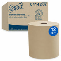 Scott 100 percent Recycled Fiber Hard Roll Paper Towels - 1.5" Core - with Absorbency Pockets - Brown - 12 Pack-800'/Roll
