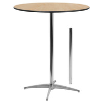 Flash Furniture 36" Round Wood Cocktail Table with 30" & 42" Columns-Cocktail Table