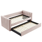 Modway Veyla Channel Tufted Performance Velvet Twin Daybed with Trundle - Pink-Weight Capacity: 300 lb