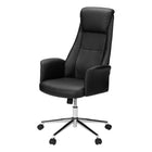 Monarch Specialties 7344 Ergonomic Leather-Look Office Chair - Black-Equipped with smooth wheels, this swivel office chair allows for effortless mobility, making multitasking and collaboration seamless for an office environment
