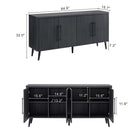 Manhattan Comfort Jodie 64.6" Mid-Century Modern Sideboard - Charcoal Grey-Includes 8 Adjustable Hidden Shelves