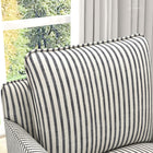 Ebello Kandyn 29.7" W Modern Soft Stripe Upholstered Swivel Barrel Chair with Removable Cushion - Blue-Dimensions: 35" H x 29.7" W x 33.6" D