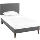 Modway Amaris Fabric Twin Platform Bed with Squared Tapered Legs - Grey-Wood Frame / Particleboard Panel