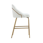 Manhattan Comfort Gracie 22" Modern Leatherette Upholstered Counter Stool - White and Gold-Seat Height: 26 in