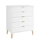 Manhattan Comfort DUMBO Modern Dresser Set and 5-Drawer Tall Dresser Set - White-30 Day Limited Manufacturer's Warranty