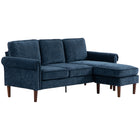 HOMCOM Changeable Sectional Sofa with Chaise Lounge and Wood Legs - Dark Blue-Space-saving L-shaped design fits snugly into the corner of the living room, bedroom, home office, etc