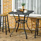 Outsunny Patio Wicker Dining Table with Umbrella Hole - Black-Stylish design with hand-woven PE rattan wicker