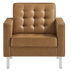 Modway Loft Tufted Vegan Leather Armchair - Silver Tan-Weight Capacity: 330 lb