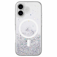SwitchEasy Starfield 3D Compatible with MagSafe Case for iPhone 17 - Transparent-Dazzling visual effect: Utilizes vacuum drop glue technology, silver foil and bright powder to create a 3D dimensional visual effect