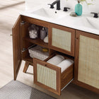 Modway Soma 48" Double Sink Bathroom Vanity - Walnut/White-Rattan Weave