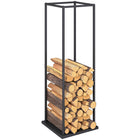 Outsunny Firewood Rack Outdoor - Heavy Duty Log Holder-Thickened metal frame supports 220 lb, providing a solid and safe solution