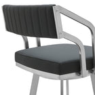 Armen Living Capri 26" Counter Height Modern Swivel Bar Stool in Metal & Slate Grey Faux Leather-6