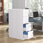 HOMCOM 4 Drawer Lockable Vertical Filing Cabinet - White-Foot pads enhance floor protection 