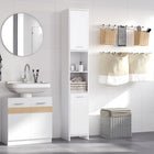 HOMCOM Slim Bathroom Storage Cabinet with Two Doors and Adjustable Shelf - White-Premium engineered wood board construction adds to its durability and stability    