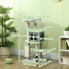 PawHut 41" Cat Tree with Scratching Posts, Bed and Condo - Light Grey-Particleboard and sisal construction ensures durability 
