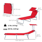 Outsunny Outdoor Lounge Chair - Adjustable Folding Chaise Lounge - Red-Detachable and adjustable awning for appropriate sun shade