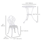 Outsunny 3-Piece Balcony Patio Bistro Set - White-All-aluminium frame for durability and stability 