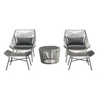 Manhattan Comfort Ashland Modern 5-Piece Patio Conversation Set - Grey-Modern 5-Piece Outdoor Conversation Patio Set with 2 Chairs, 2 Foot Ottomans, and 1 Coffee Table