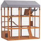 PawHut 81" H Catio Outdoor Enclosure - Orange-Floor design prevents cats from digging and escaping 