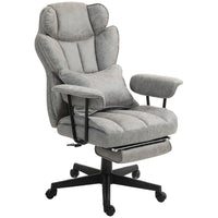 HOMCOM Big and Tall High Back Office Chair with Footrest - Grey-Seat height adjusts from 20.1"-23.2" for optimal comfort
