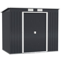 Outsunny 7' x 4' Lean to Outdoor Storage Shed with Foundation Kit-Steel structure makes this a tough piece, suitable for outdoor use all-year round
