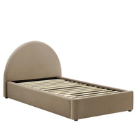Modway Resort Performance Velvet Arched Round Twin Platform Bed - Taupe-Twin Size Platform Bed