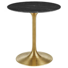 Modway Lippa 28" Round Faux Marble Dining Table - Gold Black-Modern Dining Table