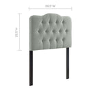 Modway Annabel Upholstered Fabric Twin Headboard - Grey-Deep inset buttons