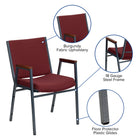 Flash Furniture HERCULES Series Heavy Duty Burgundy Patterned Fabric Stack Chair with Arms-Cherry Capped Arms