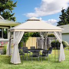 Outsunny 10 ft W x 10 ft L Patio Gazebo - Outdoor Gazebo Canopy - White-Polyester cover is waterproof and is UV protected to provide a full range of protection