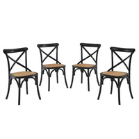 Modway Gear Dining Side Chair - Black - 4 Pack-Tapered legs