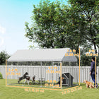 PawHut Outdoor Dog Kennel with Roof and Steel Fence - 13.1' x 7.5' x 7.8' - Grey-Provides 99 sq. ft (9.2 ㎡) play and relaxation area 