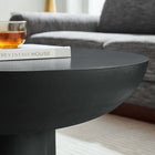 Modway Caspian Round Concrete Coffee Table - Black-Protective Felt Pads