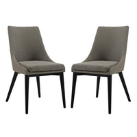 Modway Viscount Fabric Dining Side Chair - Granite - 2 Pack-Black Rubberwood Legs