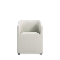 Manhattan Comfort Anna Round 23.23" Modern Faux Leather Upholstered Dining Armchair - Stone Grey-Modern Dining Chair for Dining Room and Task Use