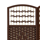 HOMCOM 3 Panel Wave Fiber Freestanding Room Divider for Home Office - Brown-The solid wood frame ensures durability
