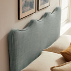 Modway Athena Striped Fabric Upholstered Queen Size Headboard - Spa Blue Stripe-Wood Blend Frame