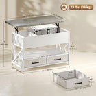 HOMCOM Lift Top Coffee Table with Hidden Compartments - Cement Grey-Robust metal frame and adjustable feet provide stability on uneven floors