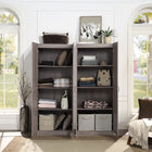 Manhattan Comfort Hopkins 59.22" 2-Piece Modern 8-Shelf Storage Closet - Grey-90° Open Door Style with European Soft Close Door Hinge
