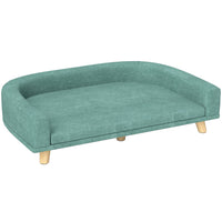 PawHut Dog Sofa with Washable Cover and Anti-slip Foot Pads - Green-Soft padding offers comfort for pets' relaxation and sleep 
