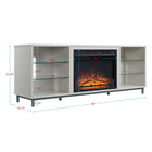 Manhattan Comfort Brighton 60" Modern Fireplace - Black and Beige - Set of 2-Includes 6 Shelves with 4 Tempered Glass Dividers and 1 Electric Firebox. Packaging Includes 1 Additional Shelf for Option to Replace Firebox