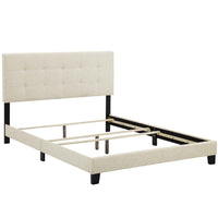 Modway Amira Upholstered Fabric King Bed - Beige-Platform Bed Frame With Headboard