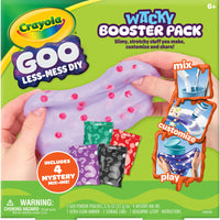 Crayola DIY Goo Wacky Booster Pack-CRAYOLA DIY GOO KIT: Includes 2 Crayola Goo powder pouches, 4 mystery mix-ins, 1 ultra-clean washable marker, 2 storage cans, 1 measuring scoop & instructions