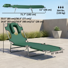 Outsunny Outdoor Lounge Chair - Adjustable Folding Chaise Lounge - Green-"U" Shape padded pillow add the extra seating and lying comfort